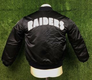 Vintage Oakland Raiders Starter Satin Jacket Back Patch Logo Youth Med 80s Nwa
