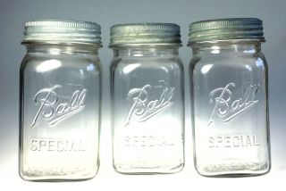 Set Of 3 Ball Special Wide Mouth 1 Quart Canning Jar W Glass Lid