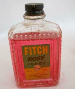 3 Bottles Fitch ' s Rose Hair Oil 2.  5 oz 1950 ' s.  F.  W.  Fitch Co Grove Labs St Louis 3