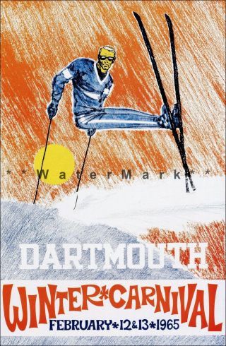 Dartmouth Winter Carnival 1965 Vintage Poster Print Winter Sports Hampshire