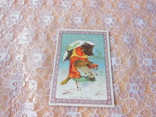 Victorian Year Card/anthropomorphic Lady Robin In The Snow/goodall