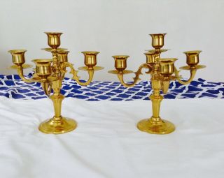 Vintage Brass Candelabra Candles Pair Set Of 2 Japan Marked