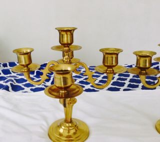 Vintage Brass Candelabra Candles Pair Set Of 2 Japan Marked 2