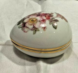 Vintage Porcelain Egg With Flowers Gerold Porzellan West Germany Trinket Dish