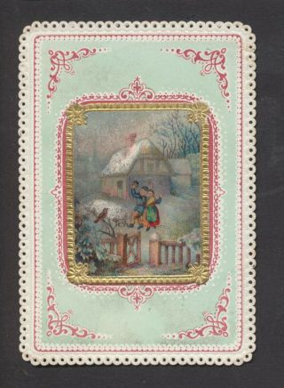 C10409 Victorian Goodall Xmas Card: Lifting Chromo