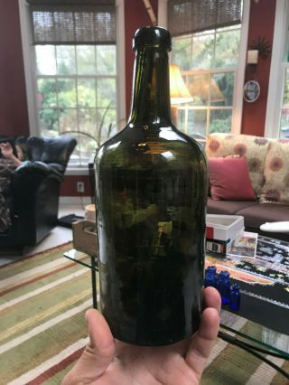 Big Fat Dug Black Glass Ale Bottle