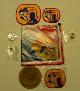 Bsa 1981 National Scout Jamboree Neckerchief,  Patches,  Pin,  Coin,  Ring,  Etc