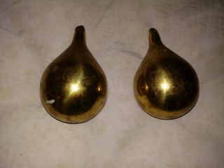Vintage Pair Solid Brass Pear Shaped Weights Dutch Zaanse Wall Clock