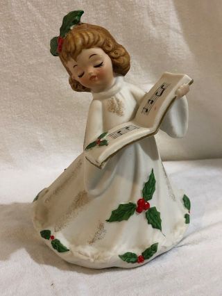 Vintage Christmas Lefton Angel Figurine Porcelain Music Box Japan