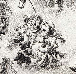 Vintage Disney Mickey Mouse Christmas Carolers Illustration Reprint 11 " X14 "