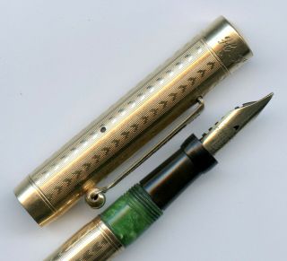 Wahl Eversharp Gold Filled Overlay Pen With Period Jade Green Barrel Repair