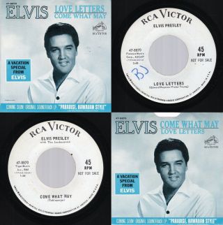(promo Ex/nm) Elvis Presley " Love Letters /come What May " Rca 47 - 8870 1966 Rock