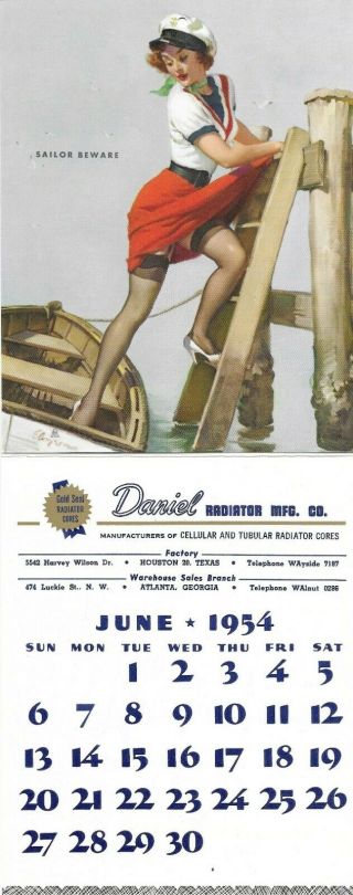 1954 Pin Up Dipsy Doodle Calendar By Elvgren Sailor Beware 432