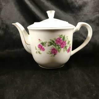 Vintage Porcelain Rose Pattern Teapot China