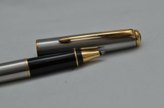 Vintage Parker Sonnet Rollerball Pen Brushed Steel & Chrome Trim