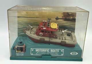 Ideal 1967 Motorific Mighty Blaze Fire Boat In Plastic Case