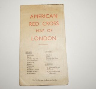 Ww2 American Red Cross Map Of London Guide Us Army Aaf X0133