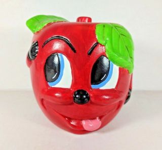 Apple Teacher Pencil Holder Vintage 1989 Roly Poly Fisher Price Style Ceramic