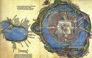 1524 Map Of The Aztec Capital The Nuremberg Map Of Tenochtitlan Wall Art Poster