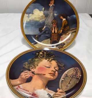 Norman Rockwell Collector Plates Waiting On The Shore 3786 Edwin Knowles China