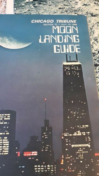 Vintage Chicago Tribune July 1969 Apollo 11 Moon Landing Guide with 2 Souvenirs 2
