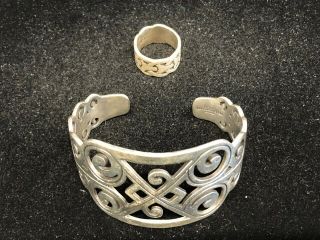 Vintage Xena Wp Sterling Silver Bangle Bracelet & Ring