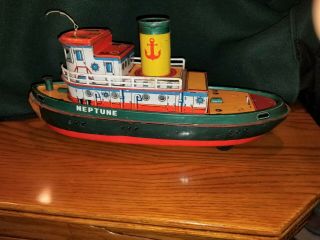 Vintage Battery Operated Tin Boat / Ship Made In Japan