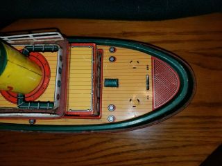 Vintage Battery operated tin Boat / Ship made in Japan 2