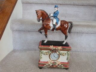 Fitz And Floyd Classics Equestrian Horse Rider Clock 11.  5 " X 6.  5 "
