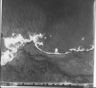 Us Navy Wwii June 15 1944 Iwo Jima Aerial Recon 9x9 Photo 62 Point Defenses?