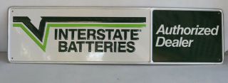 Vintage Interstate Battery Authorized Dealer Gas Station Sign Old Stock