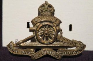 Royal Canadian Artillery Corps Wwii Era Brass Cap Badge