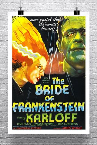 Bride Of Frankenstein 1935 Vintage Movie Poster Rolled Canvas Giclee 24x34 In.