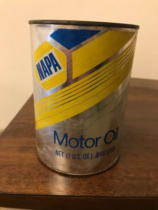 Vintage 1 Quart Napa Motor Oil Can Full