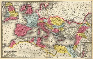 1875 Map Of The Roman Empire - Wall Art Work Poster Print Decor Ancient History