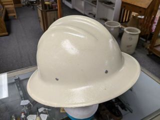 Vintage E.  D.  Bullard White Fiberglass Hard Boiled Hard Hat & Suspension Liner