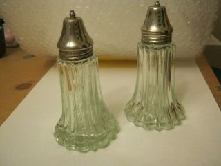 International Glass Salt And Pepper Shakers With Silver Plate Lids,  6 " (014 - 2)