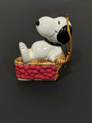Vintage Snoopy Cherry Pie Christmas Ornament Determined Food Series Peanuts