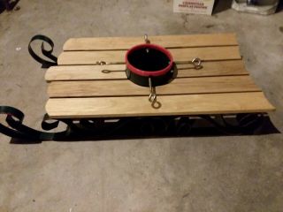 Heavy Duty Sled Christmas Tree Stand.  Wood And Metal.