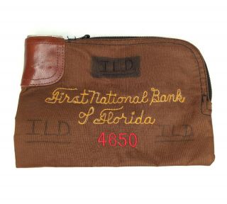 Vintage Bank Money Deposit Bag First National Bank Of Florida Zipper