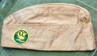 Pre Wwii Vintage Ccc Civilian Conservation Corps Khaki Hat With Patch 1 3/4 Inch