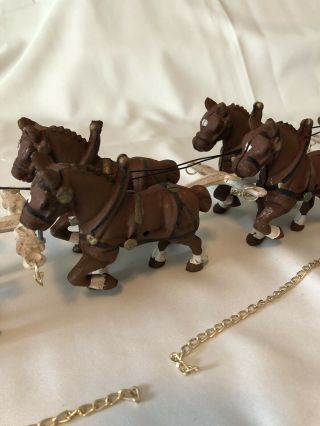 Vintage Cast Iron 8 Horse Drawn Beer Barrel Cart Wagon 2 Drivers Dog Clydesdales 3