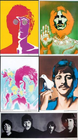 Originals 1968 Pop Art Poster Set Of 5 The Beatles By Avedon Vintage Posters
