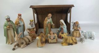 Homco Home Interiors Nativity Complete Vintage 12 Piece Set W/ Stable