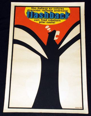 1973 Cuban Silkscreen Movie Poster.  Plakat " Flashback " Italian Film