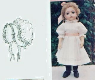 16 - 18 " Antique French Bru Doll Bodice Tuck Dress Bonnet/hat Undies Pattern German