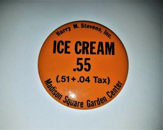 Vintage Collectable Pinback Ice Cream At Madison Sq.  Garden Circa 1940 