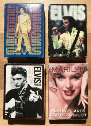 3 Elvis Presley Playing Card Decks And 1 Marilyn Monroe Deck
