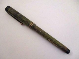Vtg Green Marbled Sheaffer 5 - 30 Fountain Pen - Lever Fill - Flat Top