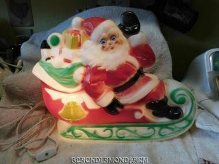 Vintage Blowmold Santa & Sleigh " So Cute " No Box